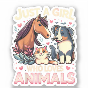 Adesivo Apenas Uma Garota Que Ama Animais Fofa Amante de A