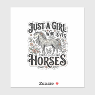 Adesivo Apenas uma garota que ama cavalos design floral vi