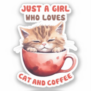 Adesivo Apenas uma garota que ama gatos e café (2)