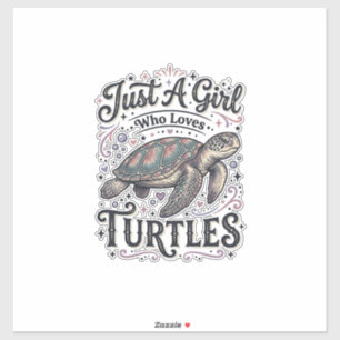 Adesivo Apenas Uma Garota Que Ama Tartarugas Camisa Vintag