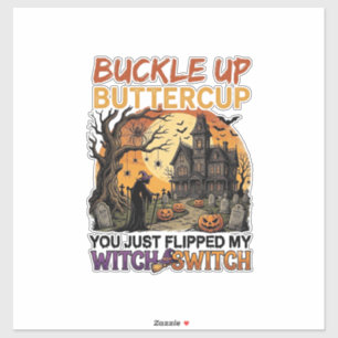 Adesivo Aperte o Cinto Borboleta Bruxa Interruptor Hallowe