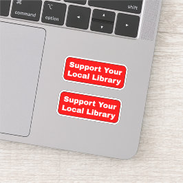 Adesivo Apoie a Sua Biblioteca Local - Vermelho 
