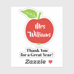 Adesivo Apreciação do professor de maçã vermelha Obrigado