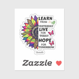 Adesivo Aprenda Ontem Com O Nome Do Girassol Arco-Íris