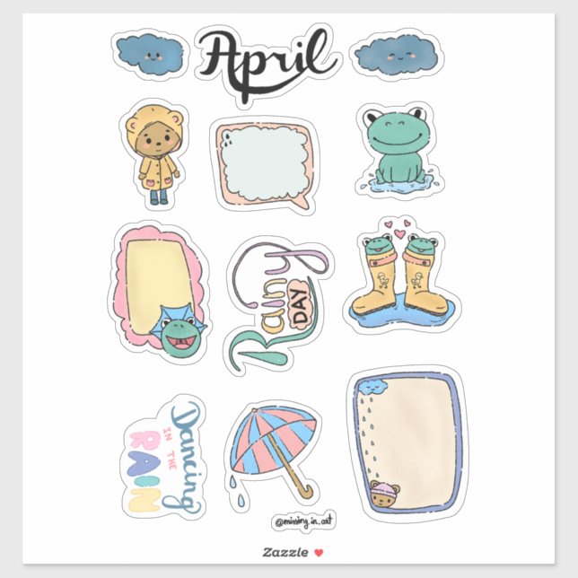 Adesivo April Sticker Sheet – Rainy Days (Folha)