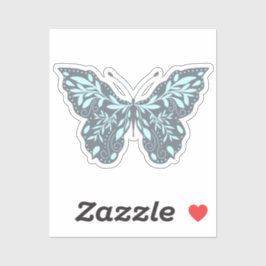 Adesivo Aqua e Borboleta Botânica das Cinzas