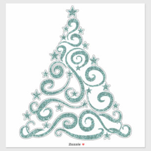 Adesivo Aqua Faux Glitter   Árvore de espiral de Natal
