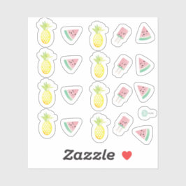 Adesivo Aquarela Abacaxi Tropical e Melancia