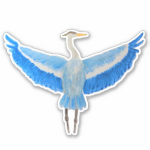 Adesivo Aquarela Excelente de aves Azul Herão