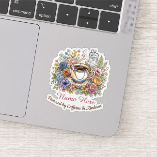 Adesivo Aquarela Nome Personalizado Médico Café Floral