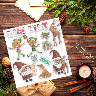 Adesivo Aquarela Papai Noel Elfos Natal Personalizado Cort