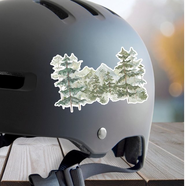 Adesivo Aquarela Pinhal Floresta Montanha Estética Russa (In situ)