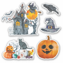 Adesivo Aquarela temática de Halloween desenhada à mão