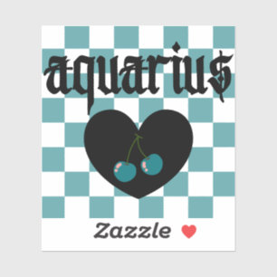 Adesivo Aquarius Gothic Aestética Checkered Cherry Art