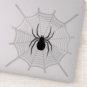 Adesivo Aranha preta em decoração de Halloween de teia cin