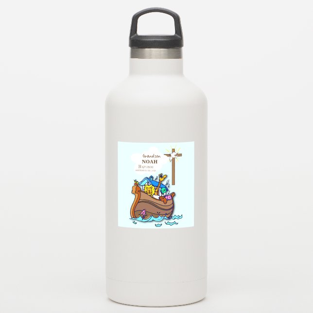 Adesivo Arca personalizada do neto Baptism Noah (Garrafa d'água)