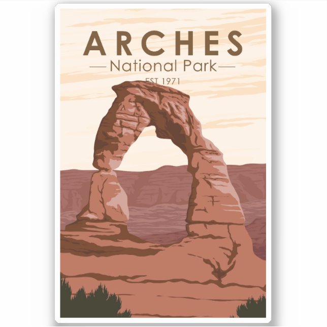Adesivo Arches National Park Delicate Arch Vintage (Frente)