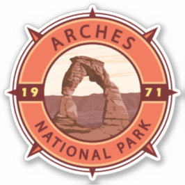 Adesivo Arches National Park Retro Compass Emblem