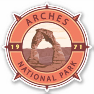 Adesivo Arches National Park Retro Compass Emblem