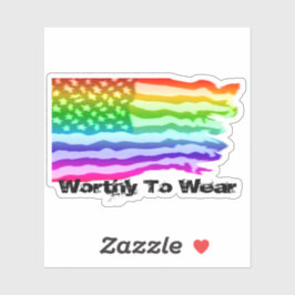 Adesivo Arco-Íris com bandeira angustiada dos EUA - Digno 