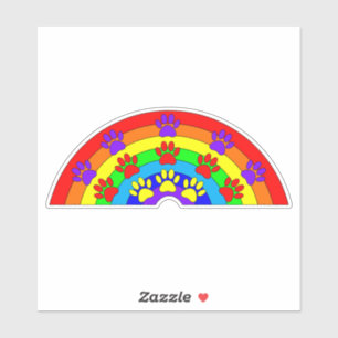 Adesivo Arco-Íris com impressões de pata de cão