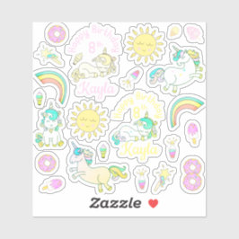 Adesivo Arco-íris, Donut de Unicórnios Personalizado de An