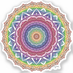 Adesivo Arco-Íris Espiral e Flor Geométrico Mandala