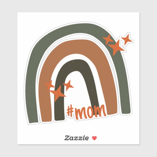 Adesivo Arco-Íris Laranja Verde-Boêmico Personalizado #mãe (Folha)