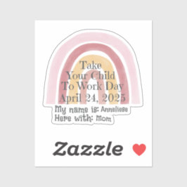 Adesivo Arco-Íris Rosa Personalizado Leva o Filho a Trabal