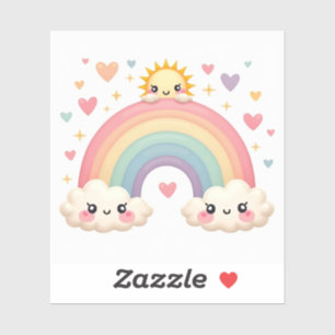 Adesivo Arco-Íris Sorridente de Amor – Corações Kawaii