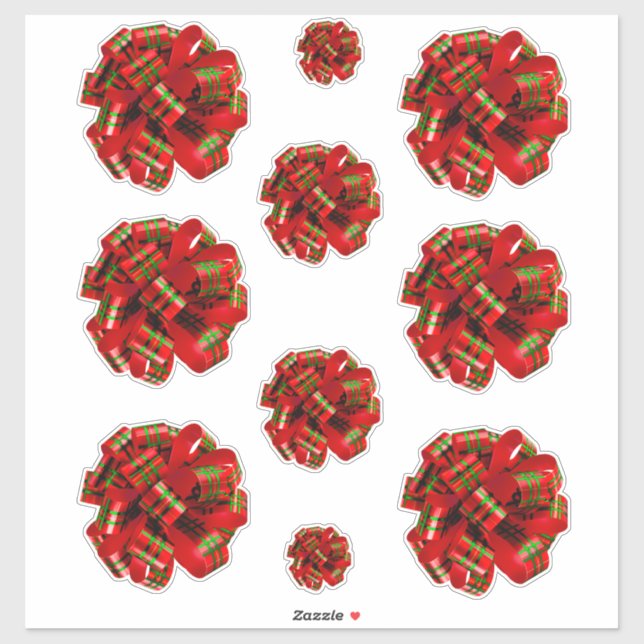 Adesivo Arco Vermelho Fitas Xadrez Fitas Arcos de Fita (Folha)