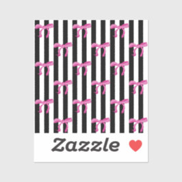 Adesivo Arcos de fita rosa em faixas pretas e brancas