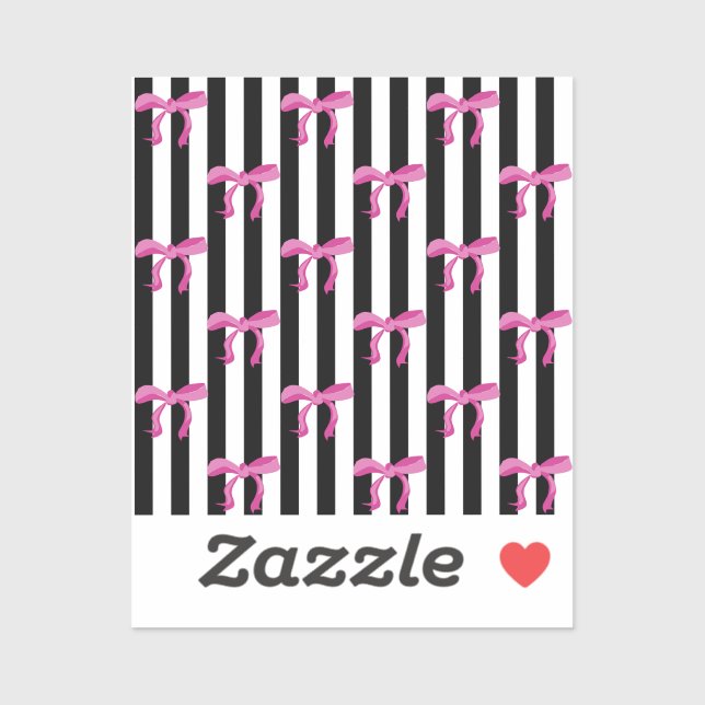 Adesivo Arcos de fita rosa em faixas pretas e brancas (Folha)