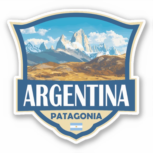 Adesivo Argentina Illustration Retro Badge (Frente)