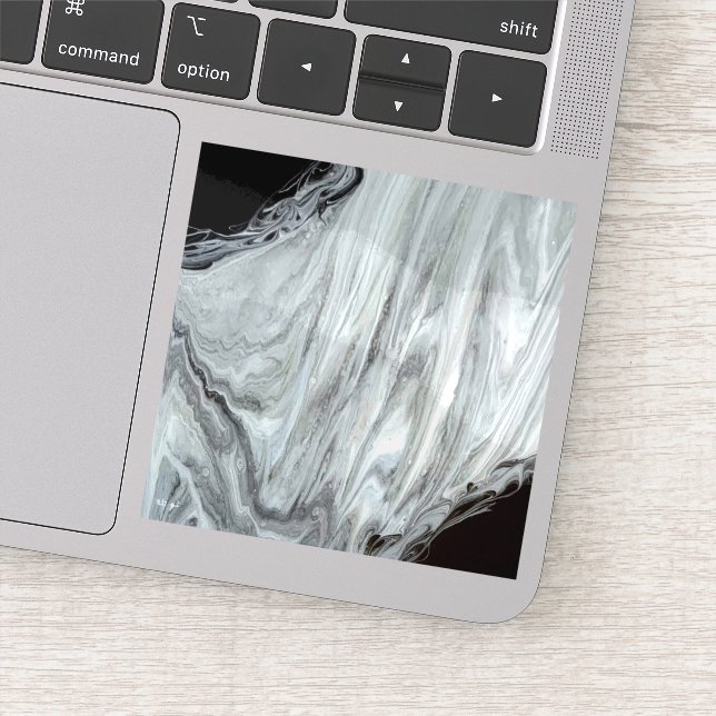 Adesivo Argentum Prata Cinza Preto Fluido Abstrato (Detalhe)