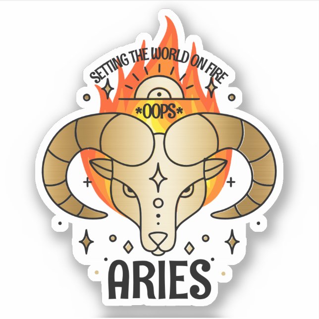 Adesivo Aries ram astrologia sinal de nascimento zodíaco p (Frente)