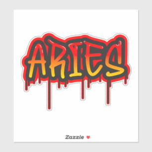 Adesivo ÁRIES Signo de Fogo Arte de Palavra Gotejante Tint