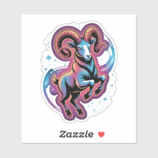 Adesivo Aries Zodiac Ram - Vinheta de Ilustração Cósmica