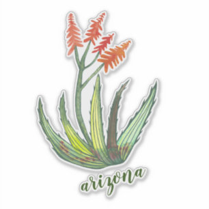 Adesivo ARIZONA Aquarela Aloe Vera FLowers Suculentes