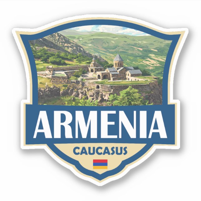 Adesivo Armenia Illustration Retro Badge (Frente)