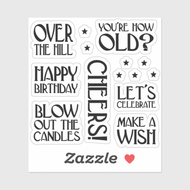 Adesivo Art Deco Birthday Phrases (Folha)
