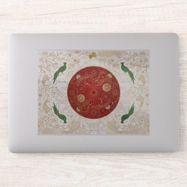 Adesivo Art Deco Heritage Flag | Japan | Classic Decal (Computador)