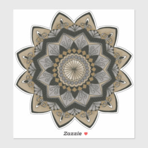Adesivo Art Deco inspira preto, prata e mandala Dourada