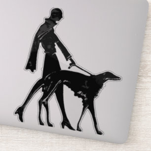 Adesivo Art Deco Lady e Borzoi Die Cut Vinyl Sticker