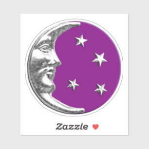 Adesivo Art Deco Moon e estrelas - Ametist Purple & Silver