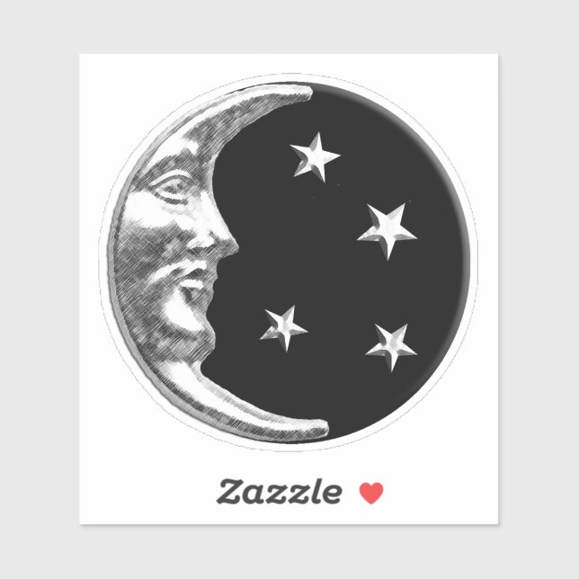 Adesivo Art Deco Moon e estrelas - Black and Silver (Folha)