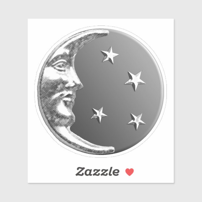 Adesivo Art Deco Moon e estrelas - Cinzas/Cinzas e Prata (Folha)
