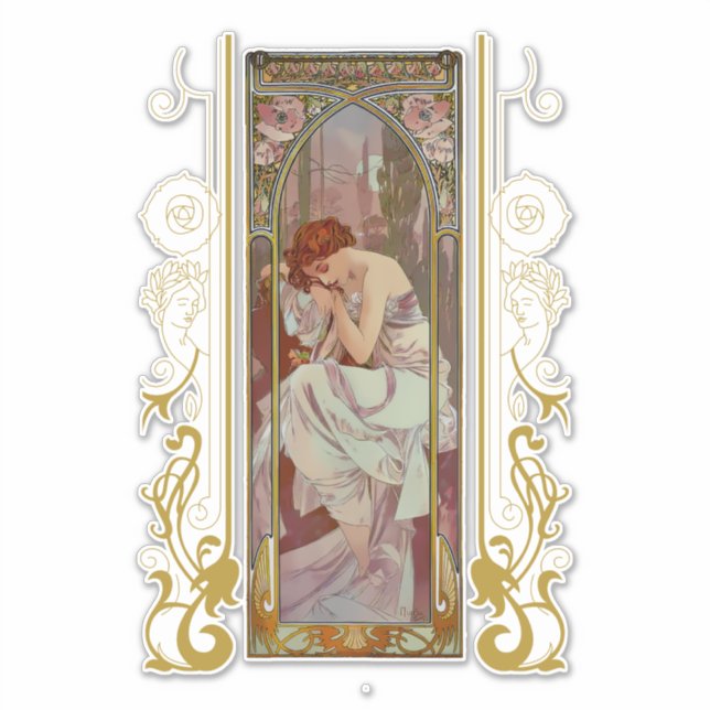 Adesivo Art Nouveau Alphonse Mucha Night Resto (Frente)