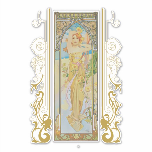 Adesivo Art Nouveau Alphonse Mucha - O Brilho do Dia (Frente)