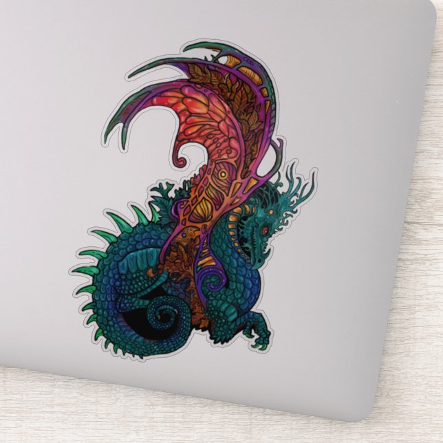 Adesivo Art Nouveau Estilo Dragão a cores (Detalhe)